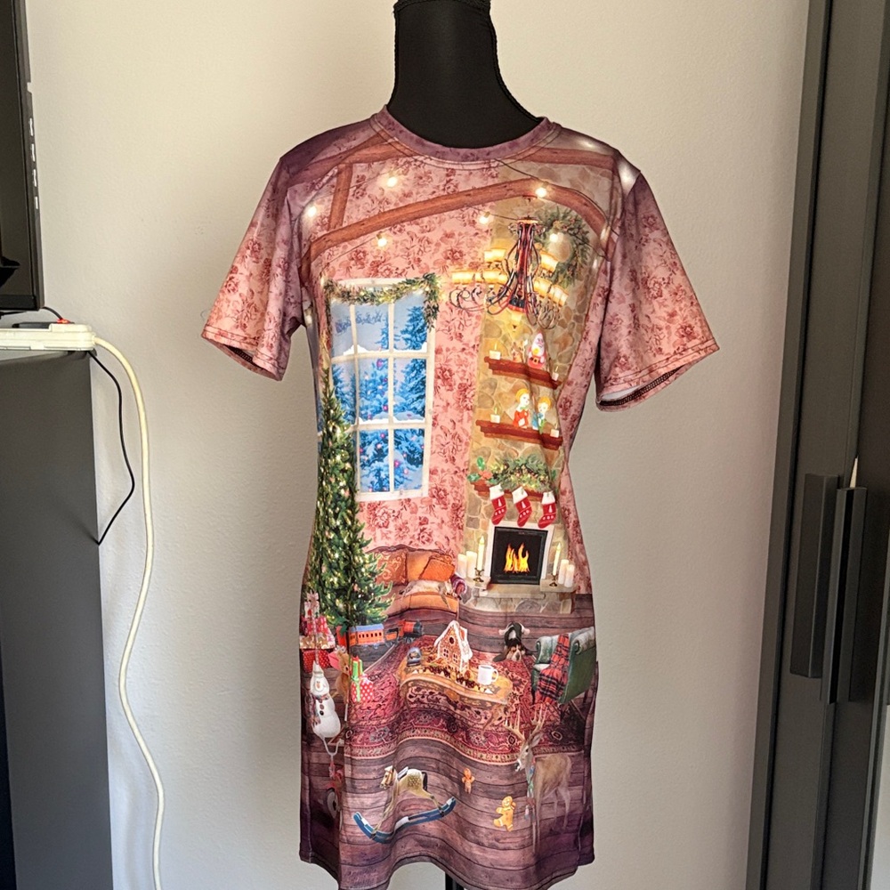 Blackmilk holiday scene tee dress